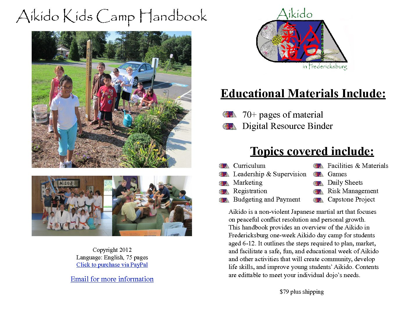 Kids Camp Handbook – Aikido in Fredericksburg